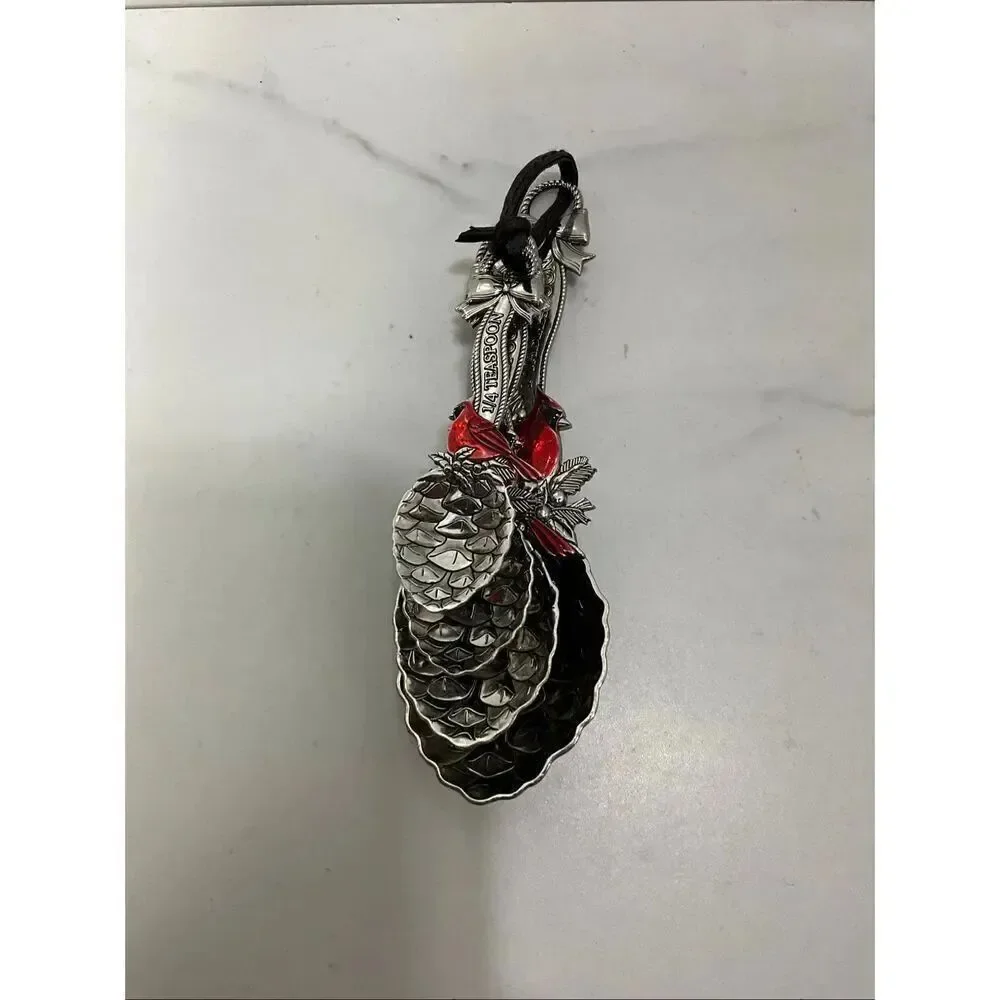 GANZ Red Cardinal and Pinecone Measuring Spoon Set